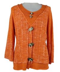 Dámský oranžový svetr s knoflíčky 