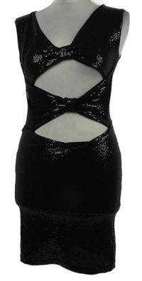 Dámské černé slavnostní flitrové šaty s průstřihy Zara