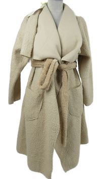 Nové - Dámský béžový buklé kabátový cardigán s páskem LMF