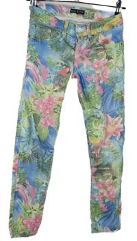 Dámské barevné květované skinny kotníkové kalhoty Amy & Ivy 