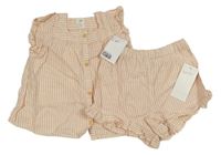 2set- růžovo-bílá pruhovaná halenka+ kraťasy H&M