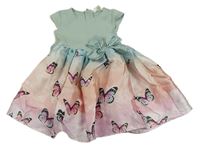 Modro-lososovo-růžové šaty s motýlky H&M