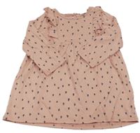 Světlerůžové vzorované bavlněné šaty s volánky H&M