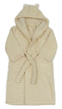 Béžový chlupatý žebrovaný župan s kapucí Mothercare