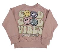 Růžová mikina se smajlíky 