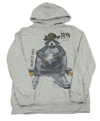 Světlešedá melírovaná mikina s mývalem a kapucí C&A