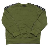 Khaki mikina s logem a proužkem Champion