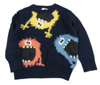 Tmavomodrý svetr s příšerkami M&S