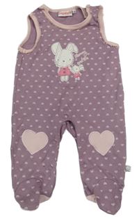 Fialové puntíkaté dupačky s králíčkem Liegelind