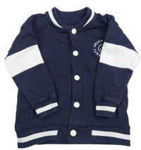 Tmavomodro-bílá propínací mikina s nápisem George