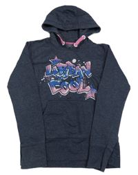 Tmavomodrá mikina s nápisem a kapucí Yd.