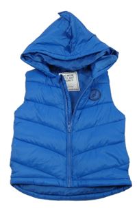 Modrá šusťáková zateplená vesta s dinem a kapucí Matalan