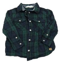 Tmavomodro-černo-zelená kostkovaná košile H&M
