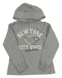 Světlešedá mikina s nápisem a kapucí Pepperts