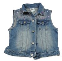 Modrá riflová propínací vesta s plíšky H&M