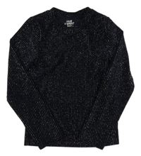 Tmavomodro-stříbrné pruhované sametové triko WE