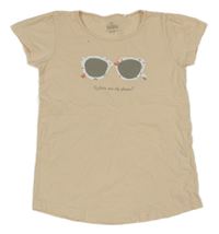 Béžové tričko s brýlemí Topolino
