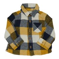 Okorovo-modro-bílá kostkovaná košile Primark