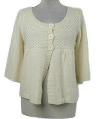 Dámský smetanový propínací crop svetr Tu