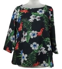 Dámská černá květovaná halenka