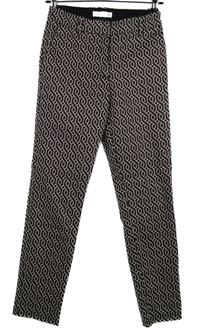 Dámské černo-bílo-červené vzorované kalhoty H&M