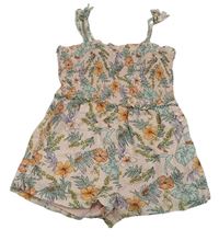 Světlerůžový květovaný kraťasový overal Primark