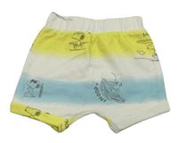 Bílo-modro-žluté pruhované teplákové kraťasy se Snoopym George 