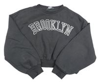 Tmavošedá crop mikina s nápisem zn. Primark