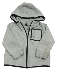 Šedá propínací mikina s nápisem a kapucí zn. F&F