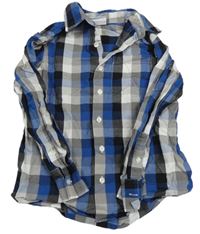 Černo-modro-šedo-bílá kostkovaná košile Yigga