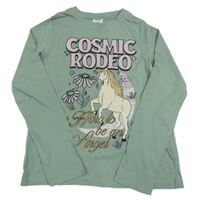 Světlekhaki triko s koněm a nápisy Zara