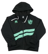 Černá sportovní propínací mikina s erbem a kapucí