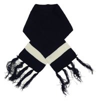 Tmavomodro-bílá šála s třásněmi 