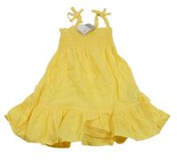 Nové - tmavožluté plátěné šaty PRIMARK