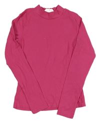 Fuchsiové žebrované triko H&M