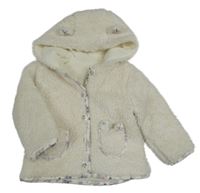 Smetanový huňatý podšitý kabátek s kapucí Nutmeg