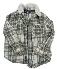 Bílo-khaki-mahagonová kostkovaná košile Mantaray