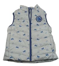 Šedá melírovaná šusťáková jezdecká zateplená vesta  s koňmi Riding camp