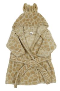 Béžový vzorovaný chlupatý župan s kapucí