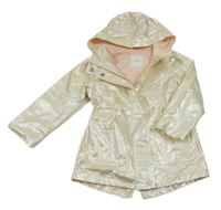 Vanilková metalická nepromokavá jarní parka s kapucí Next