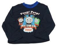 Tmavomodré pyžamové triko s Mašinkou Tomášem