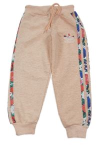 Světlerůžové tepláky s květovanými pruhy Adidas 