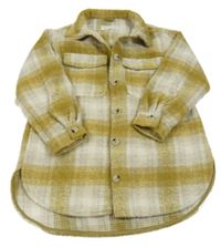 Olivovo-smetanová kostkovaná košilová bunda Zara