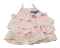 Světlerůžová vrstvená tunika s madeirou a mašlí Shein