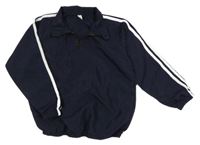 Tmavomodrá šusťáková bunda s proužky 