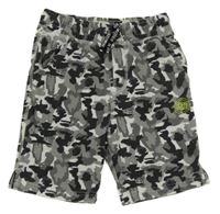 Černo-šedé vzorované teplákové kraťasy s potiskem F&F