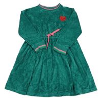 Tmavozelené sametové šaty s jabíčkem Monsoon