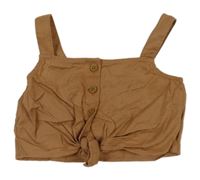 Hnědý crop top s knoflíky H&M
