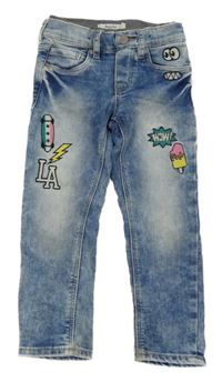 Modré skinny rifle s nášivkami Lindex