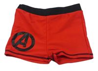 Červeno-černé nohavičkové plavky s logem - Avengers MARVEL